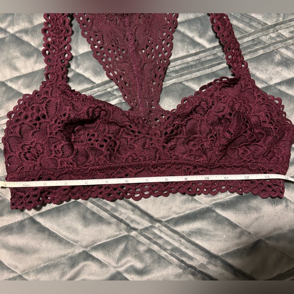 Aerie Burgundy Lace Racerback Bralette, Size Large - Picture 4 of 8